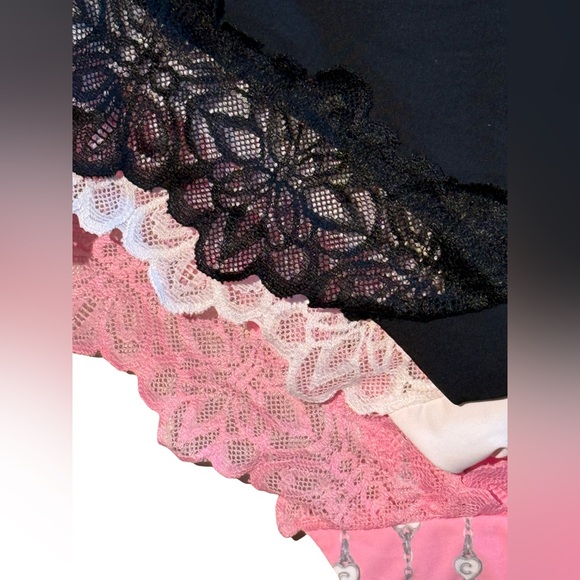 Juicy Couture NWT 3 Pk Size XL Pink Patterned Black & Blush Lace Panties (I019) - Picture 5 of 9